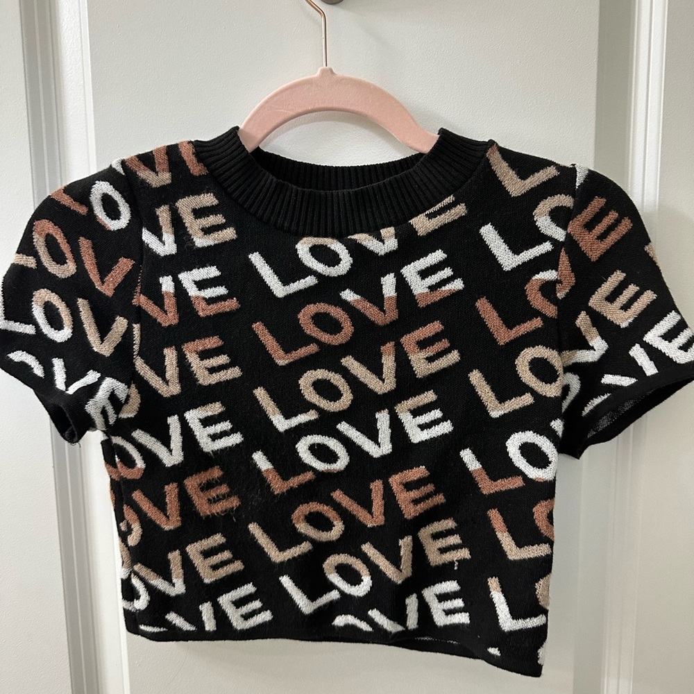 Dressed in Lala black and brown love cropped sweater